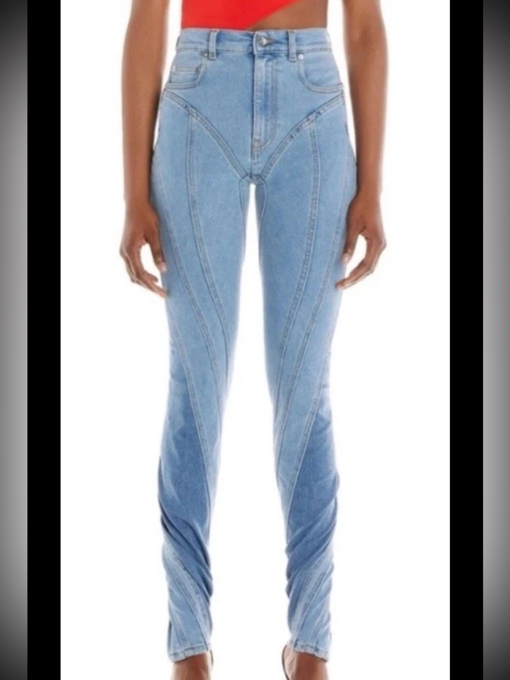 Mugler Spiral Jeans / Spiral Skinny Jeans